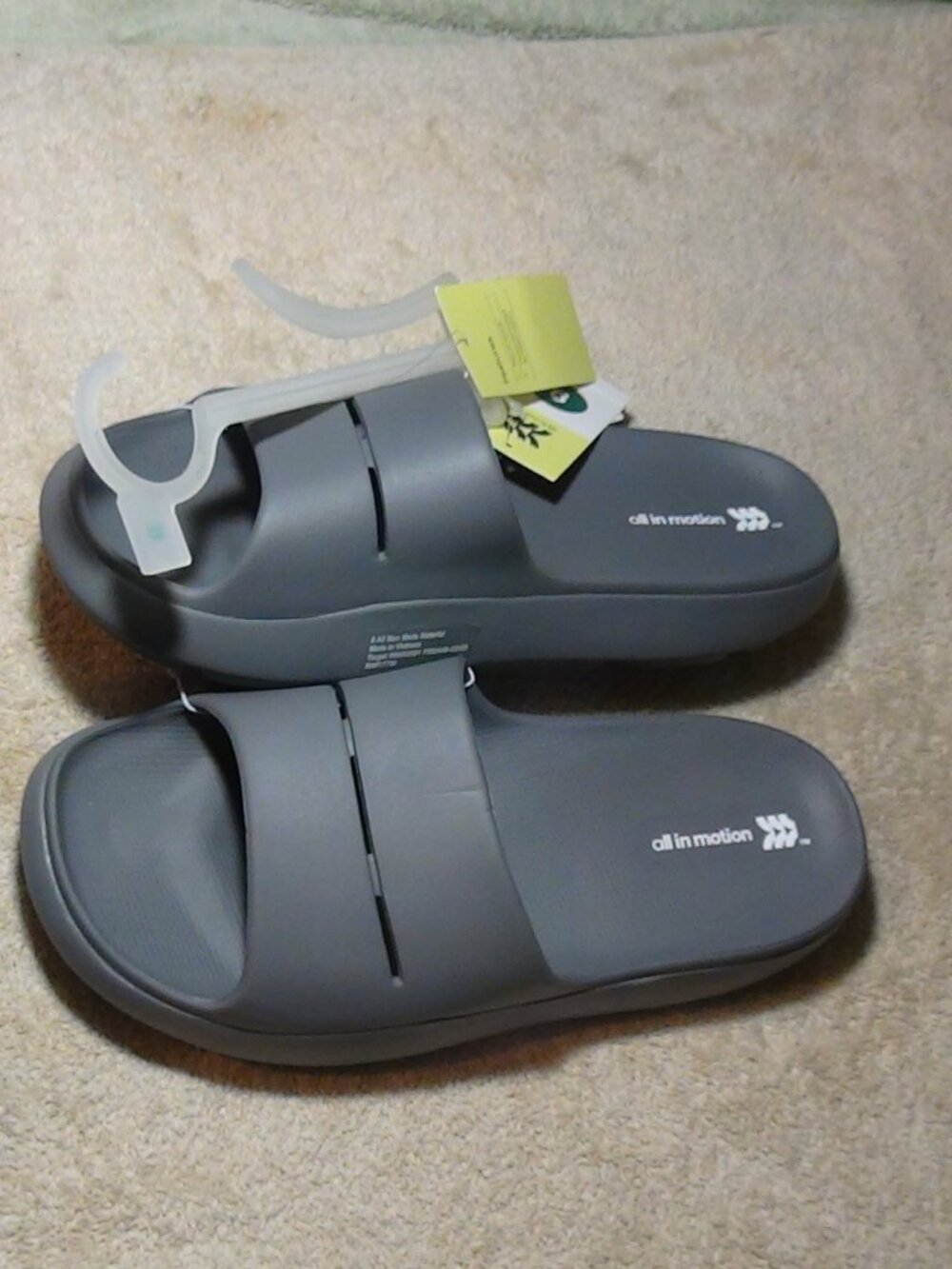All in Motion Mens Archie Recovery Slide Sandals Slip-on Size 9 Gray